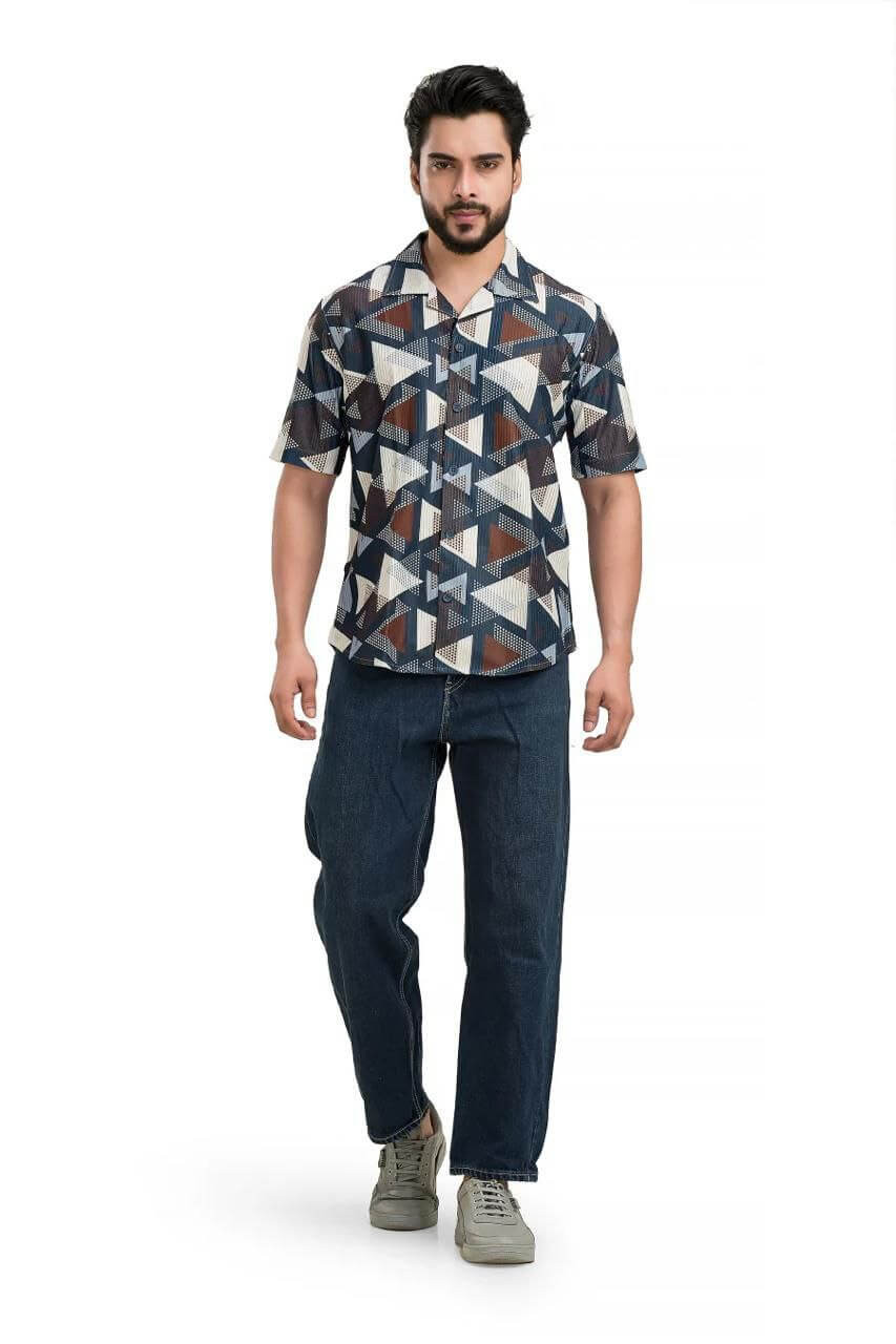 Grey Look Men's Exclusive  Cottan Fabric Printed Half Sleeve Shirt